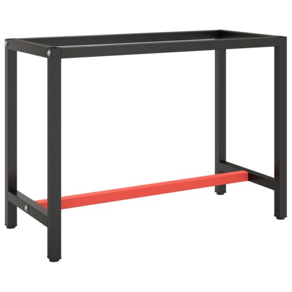 vidaXL Work Bench Frame Matte Black and Matte Red 110x50x79 cm Metal - Image 1