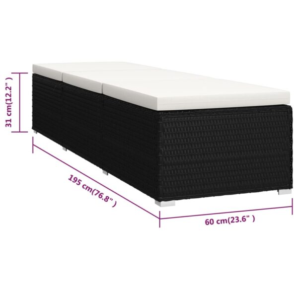 vidaXL 3 Piece Garden Sun Loungers with Tea Table Poly Rattan Black - Image 12