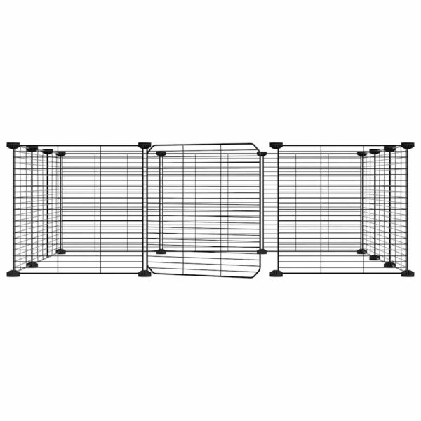 vidaXL 12-Panel Pet Cage with Door Black 35x35 cm Steel - Image 3
