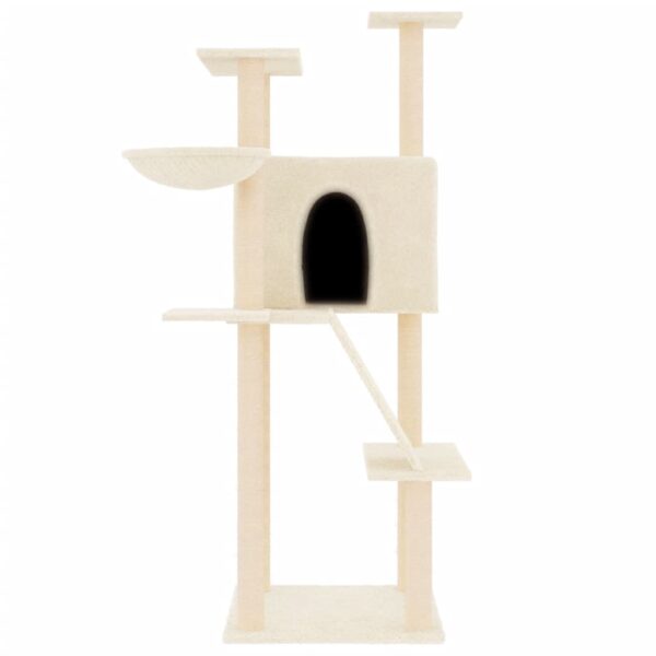 vidaXL Cat Tree with Sisal Scratching Posts Cream 143 cm - Image 3
