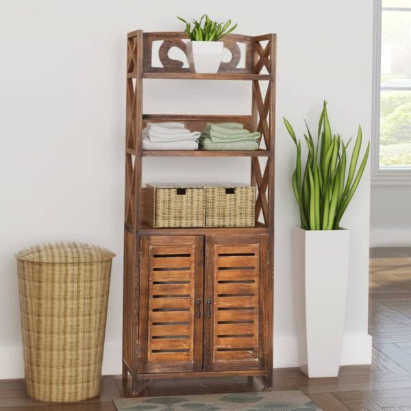 vidaXL Bathroom Cabinet Albuquerque Wood Brown 46x24x117.5 cm - Image 1