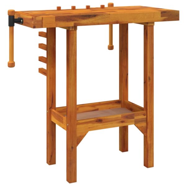 vidaXL Workbench with Vices 92x48x83 cm Solid Wood Acacia - Image 5