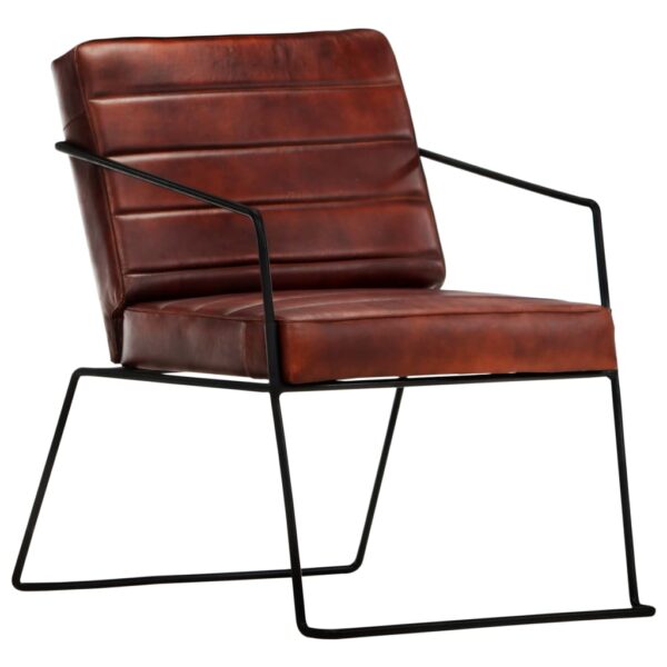 vidaXL Armchair Dark Brown Real Leather - Image 9