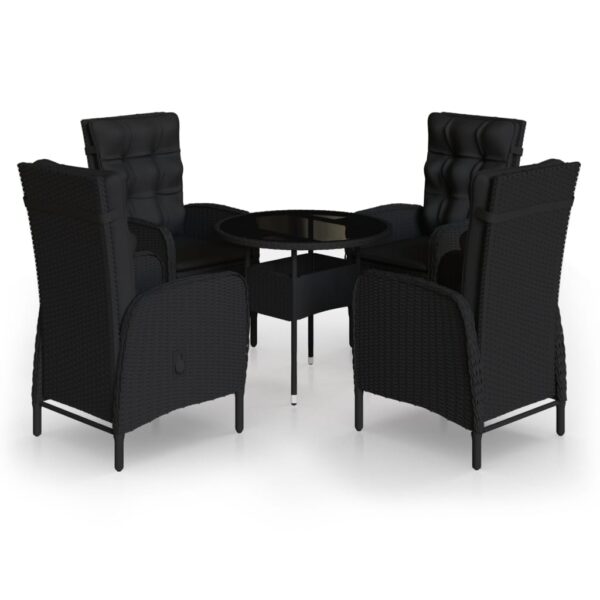vidaXL 5 Piece Garden Bistro Set Poly Rattan Black - Image 2