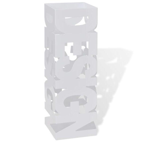White Square Umbrella Stand Storage Holder Walking Stick Steel 48.5 cm - Image 1
