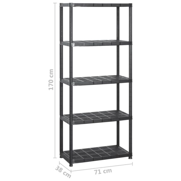 vidaXL Storage Shelf 5-Tier Black 284x38x170 cm Plastic - Image 6