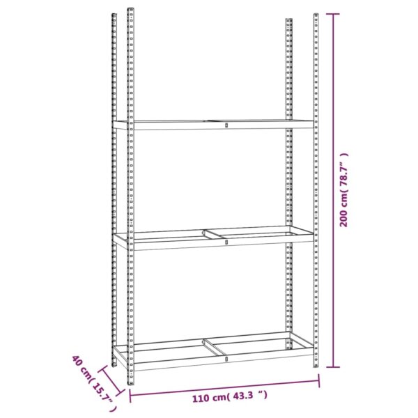 vidaXL 3-Layer Tire Racks 2 pcs Silver 110x40x200 cm Steel - Image 9