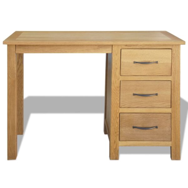 vidaXL Desk with 3 Drawers 106x40x75 cm Solid Oak Wood - Image 2