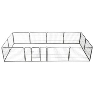 vidaXL Dog Playpen 12 Panels Steel 80x60 cm Black