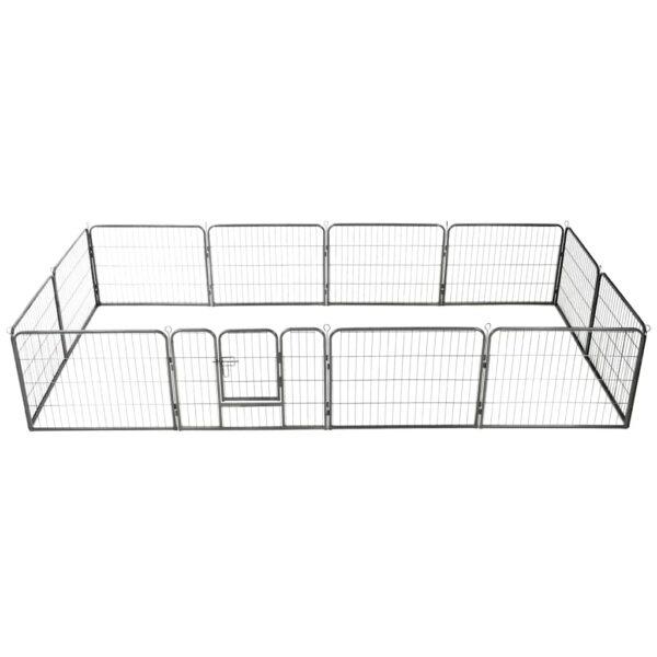 vidaXL Dog Playpen 12 Panels Steel 80x60 cm Black - Image 1