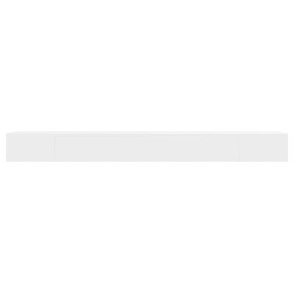 White MDF Floating Wall Display Shelf 1 Drawer Book/DVD Storage - Image 4