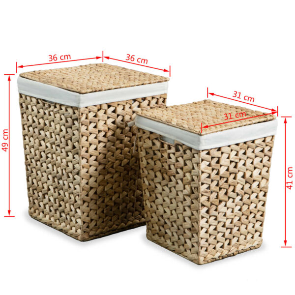 vidaXL Laundry Basket Set 2 Pieces Water Hyacinth - Image 9