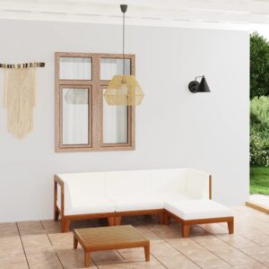 vidaXL 5 Piece Garden Lounge Set with Cushions Solid Acacia Wood