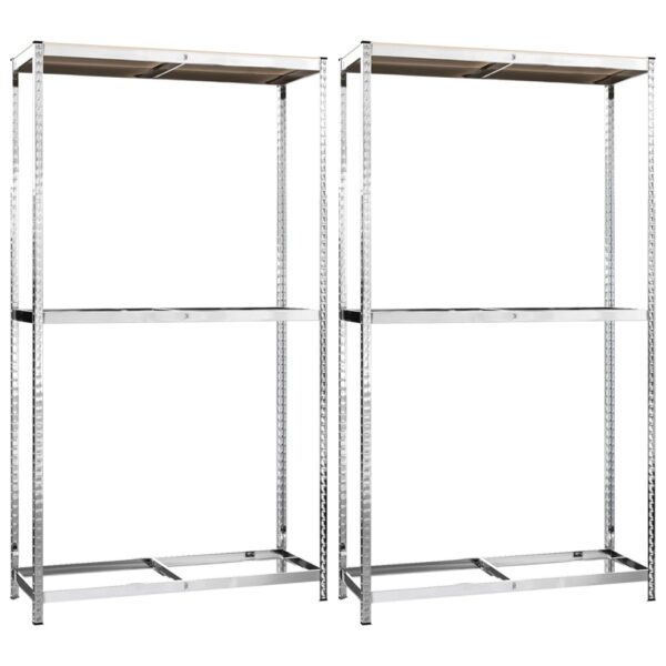 vidaXL 2-Layer Tire Racks 2 pcs Silver 110x40x180 cm Steel - Image 2