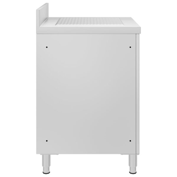 vidaXL Commercial Kitchen Cabinet with Drainboard Stainless Steel - Image 3
