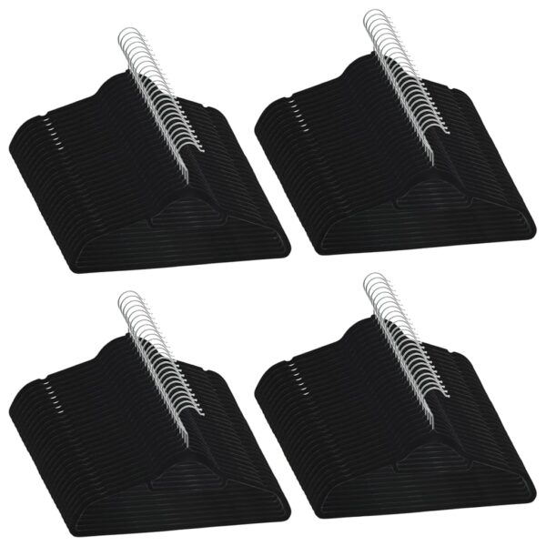 vidaXL 100 pcs Clothes Hanger Set Anti-slip Black Velvet - Image 2