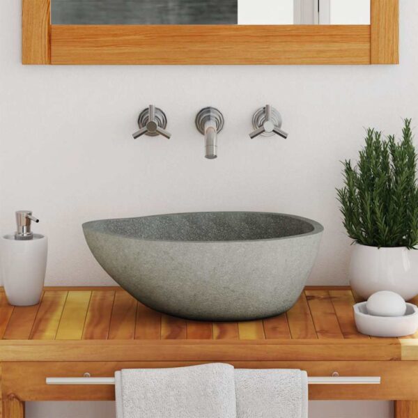 vidaXL Basin River Stone Oval (36-46)x(29-36) cm - Image 3