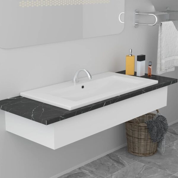 vidaXL Built-in Basin 91x39.5x18.5 cm Ceramic White - Image 1