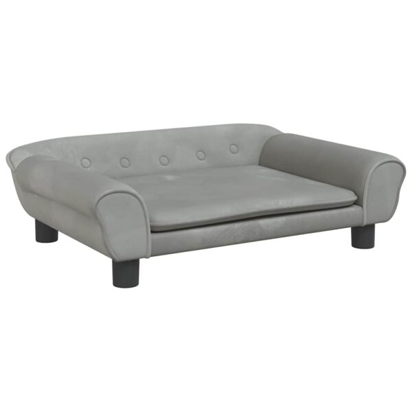 vidaXL Dog Bed Light Grey 70x48x22 cm Velvet - Image 2