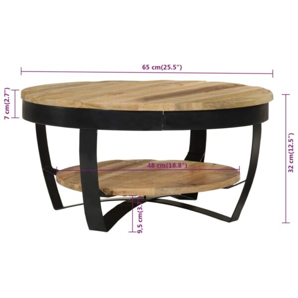 vidaXL Coffee Table 65 cm Solid Rough Mango Wood - Image 8