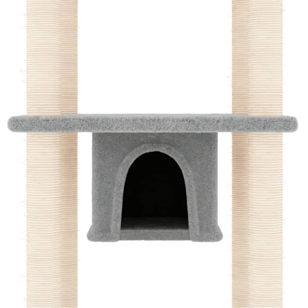 vidaXL Cat Tree with Sisal Scratching Posts Light Grey 169 cm - Image 6