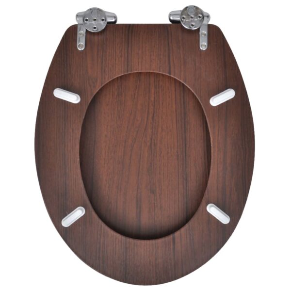 vidaXL Toilet Seats with Soft Close Lids 2 pcs MDF Brown - Image 5