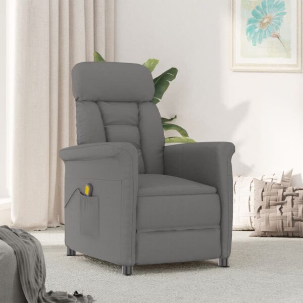 vidaXL Massage Chair Dark Grey Faux Suede Leather - Image 1