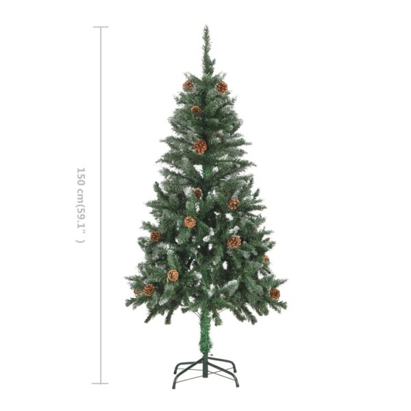 vidaXL Artificial Christmas Tree with Pine Cones and White Glitter 150 cm - Image 7