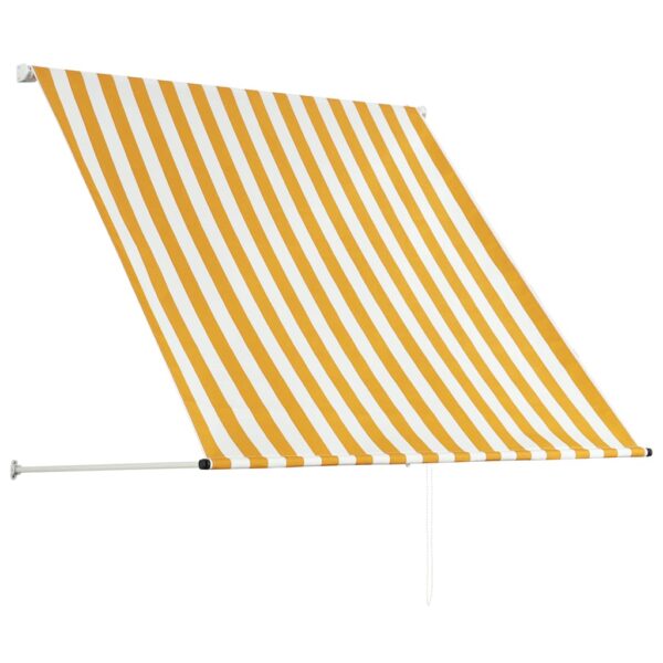vidaXL Retractable Awning 100x150 cm Yellow and White - Image 3