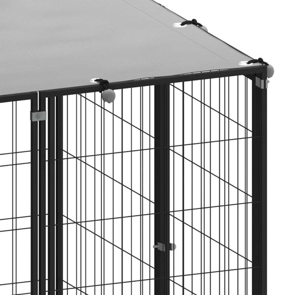 vidaXL Dog Kennel Black 110x110x110 cm Steel - Image 5