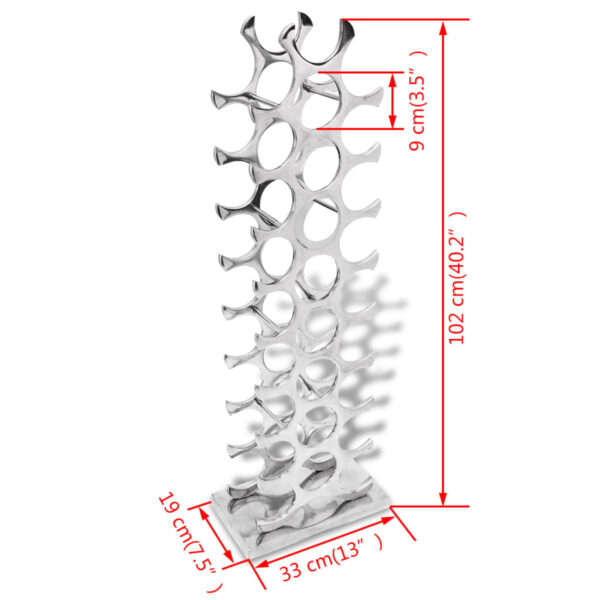 vidaXL Wine Rack Aluminium Silver 27 Bottles - Image 4