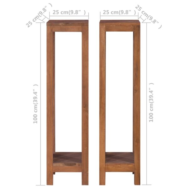 vidaXL Plant Stands 2 pcs 25x25x100 cm Solid Teak Wood - Image 6