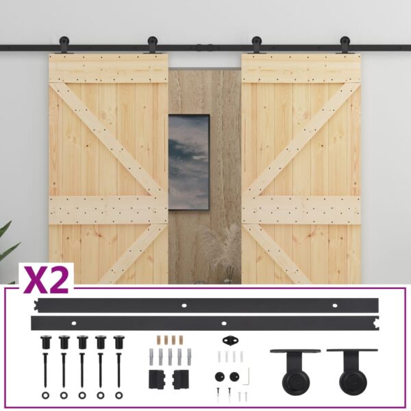 vidaXL Sliding Door with Hardware Set 80x210 cm Solid Pine Wood - Image 2