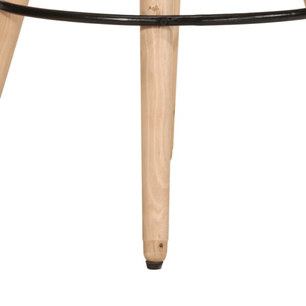 vidaXL Bar Stools 2 pcs Brown Rough Mango Wood and Real Leather - Image 4