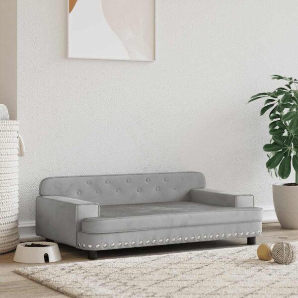 vidaXL Dog Bed Light Grey 90x53x30 cm Velvet - Image 1