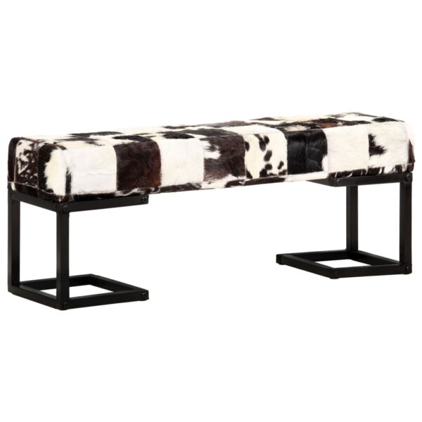vidaXL Bench 110 cm Black Patchwork Genuine Goat Leather - Image 8