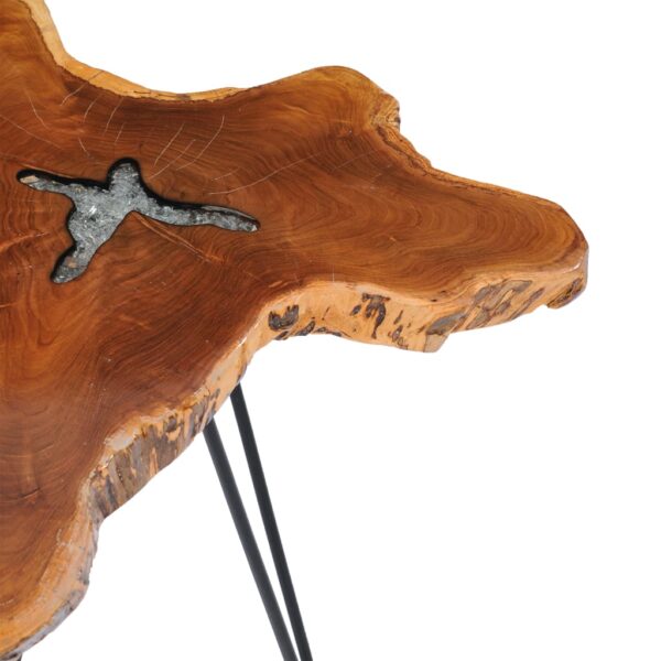 vidaXL Coffee Table 70x45 cm Solid Teak Wood and Polyresin - Image 4