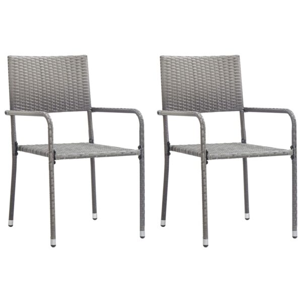 vidaXL 3 Piece Garden Dining Set Poly Rattan Anthracite & Grey - Image 3