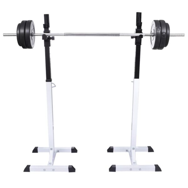 vidaXL Barbell Squat Rack with Barbell and Dumbbell Set 30.5 kg - Image 2