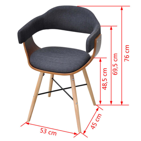vidaXL Dining Chairs 2 pcs Dark Grey Bent Wood and Fabric - Image 7