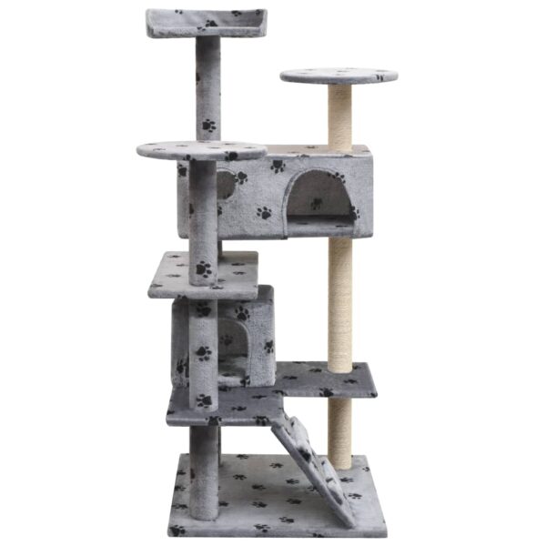 vidaXL Cat Tree with Sisal Scratching Posts 125 cm Paw Prints Grey - Image 2