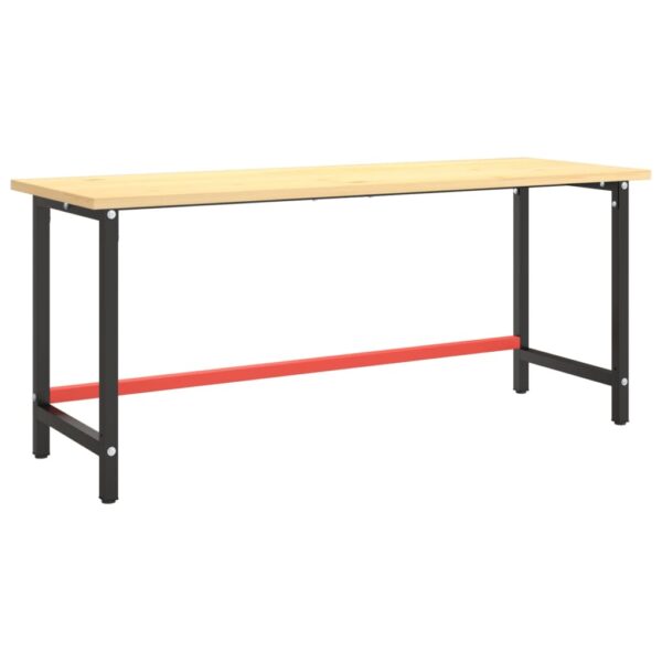 vidaXL Work Bench Frame Matte Black and Matte Red 180x57x79 cm Metal - Image 2