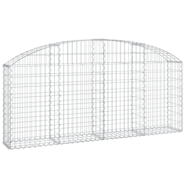 vidaXL Arched Gabion Basket 200x30x80/100 cm Galvanised Iron - Image 2