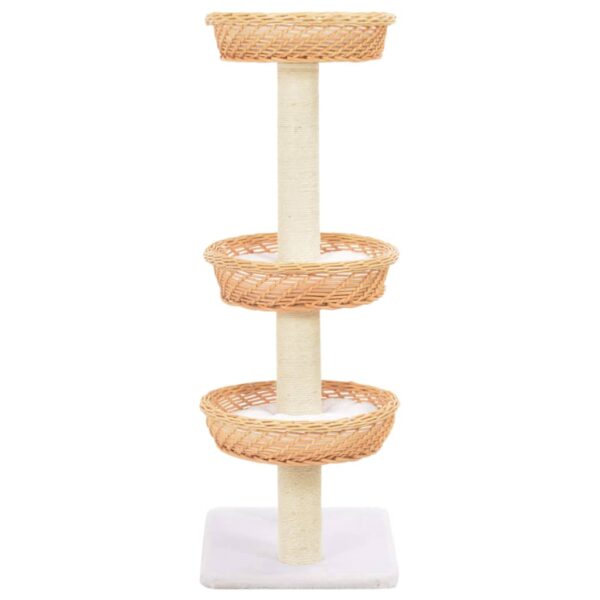 vidaXL Cat Tree with Sisal Scratching Post Natural Willow Wood - Image 3