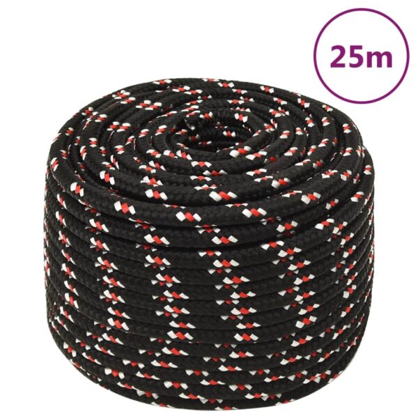 vidaXL Boat Rope Black 12 mm 25 m Polypropylene - Image 1