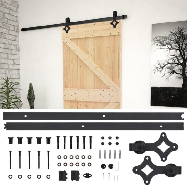 vidaXL Sliding Door with Hardware Set 90x210 cm Solid Pine Wood - Image 2