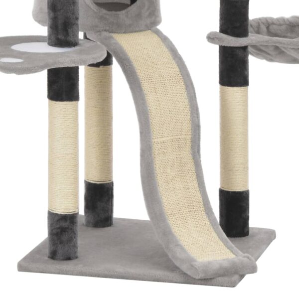 vidaXL Cat Tree with Sisal Scratching Posts Grey 145 cm - Image 5