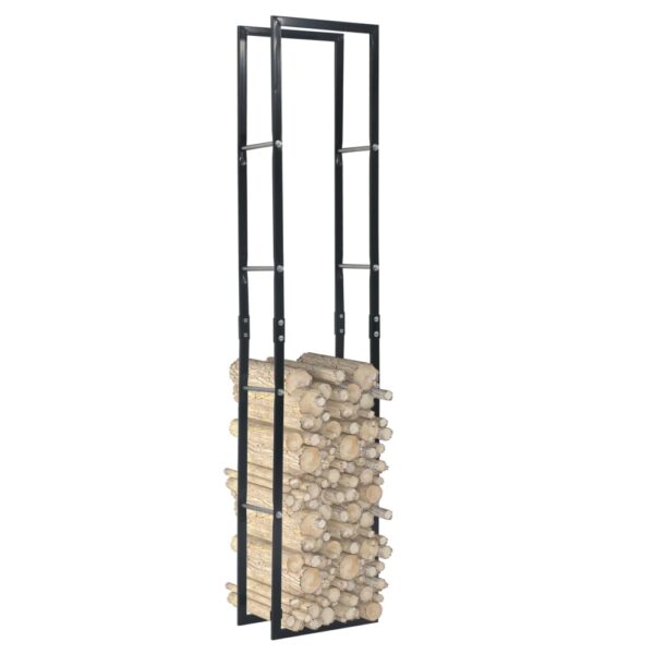 vidaXL Firewood Rack Black 40x25x200 cm Steel - Image 1