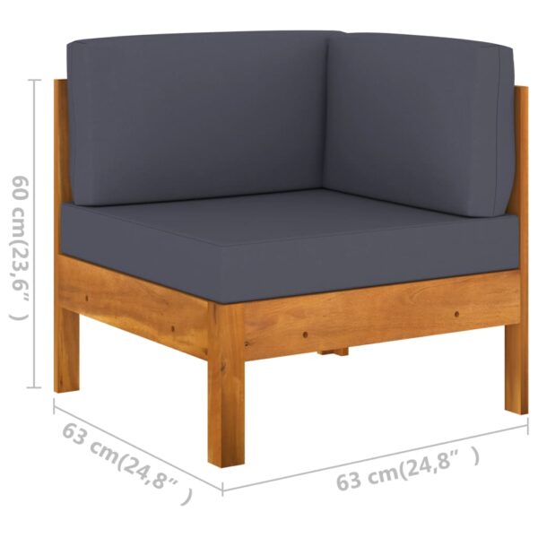 vidaXL 10 Piece Garden Lounge Set with Dark Grey Cushions Acacia Wood - Image 12