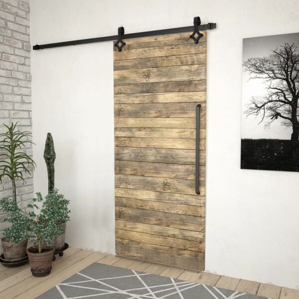 vidaXL Sliding Door SKIEN Hardware Kit 200 cm Steel Black - Image 3